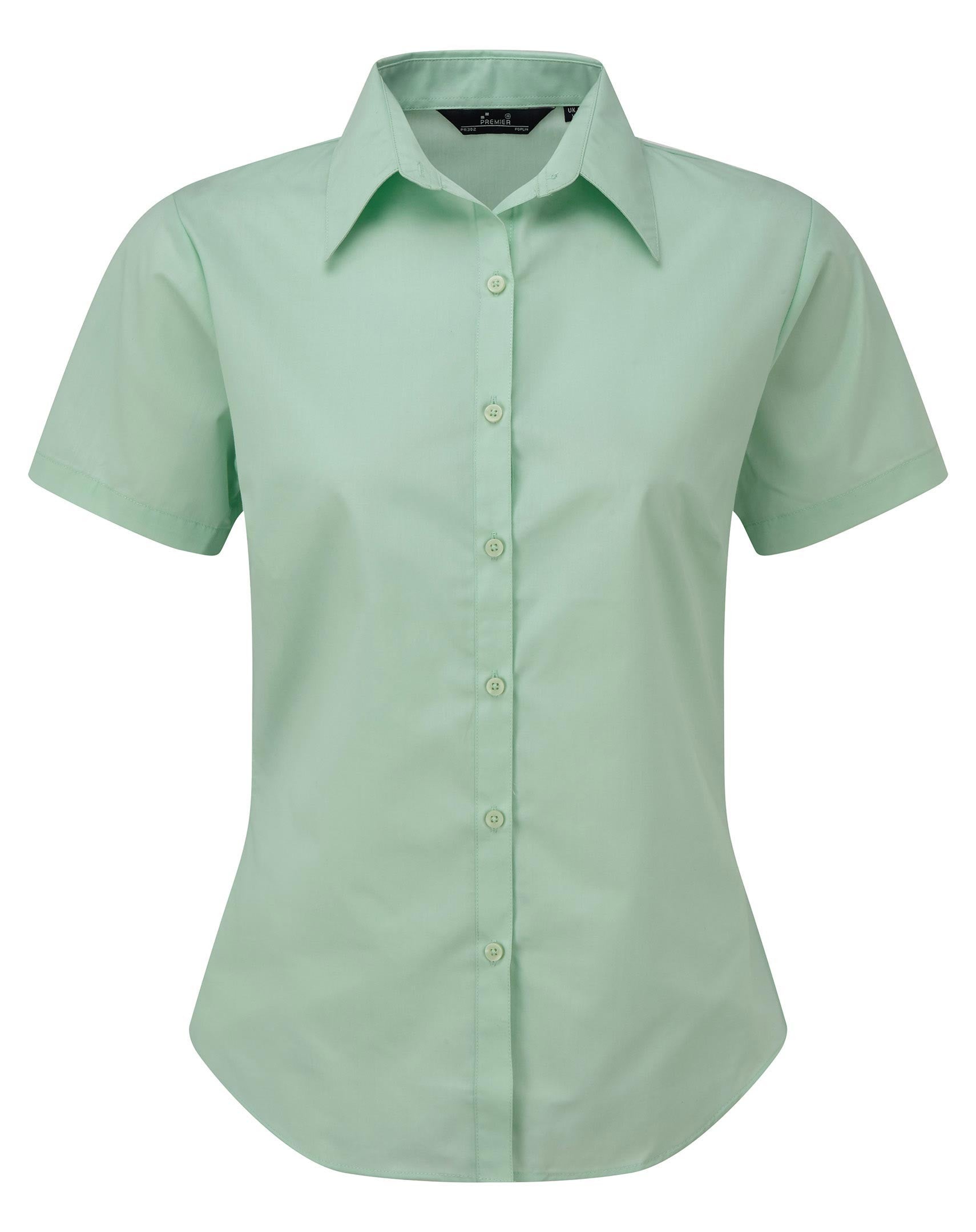 Ladies Poplin Short Sleeve Blouse | AQUA